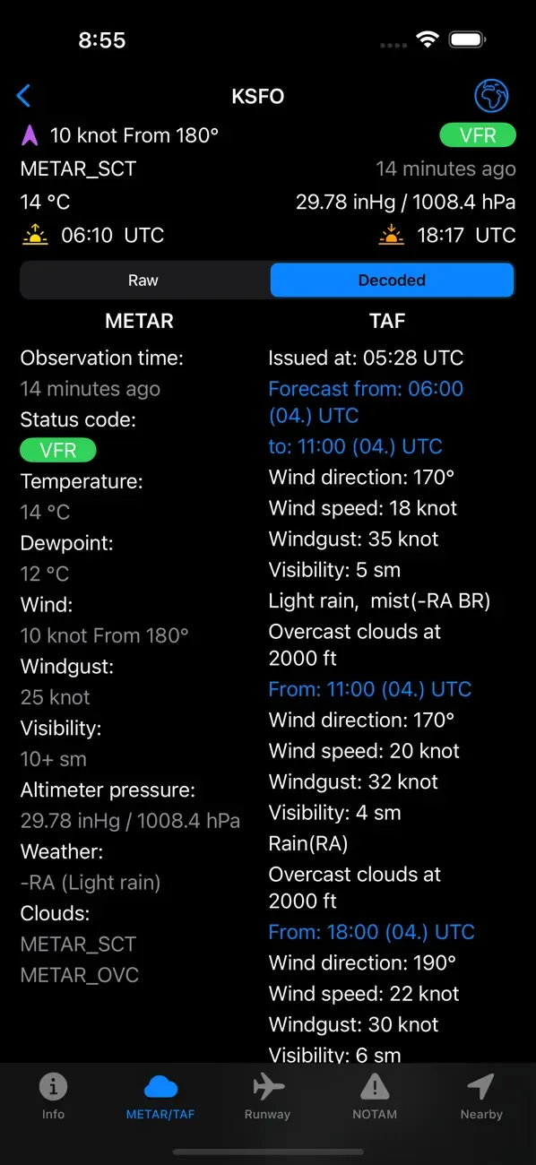 Aviation Weather – METAR TAF screenshot 2