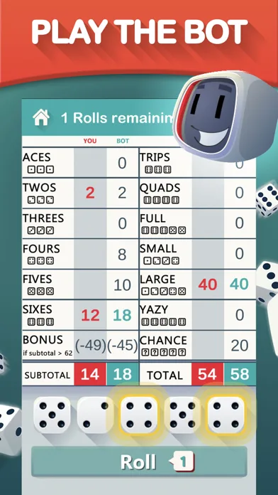 Yazy yatzy dice game screenshot 2