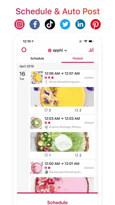 Apphi: Расписание, Автопостинг screenshot 1