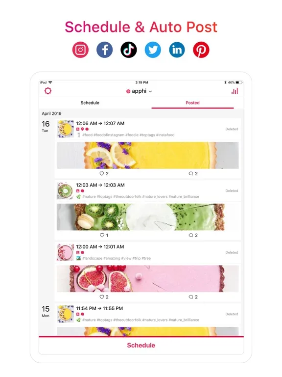 Apphi: Расписание, Автопостинг screenshot 5