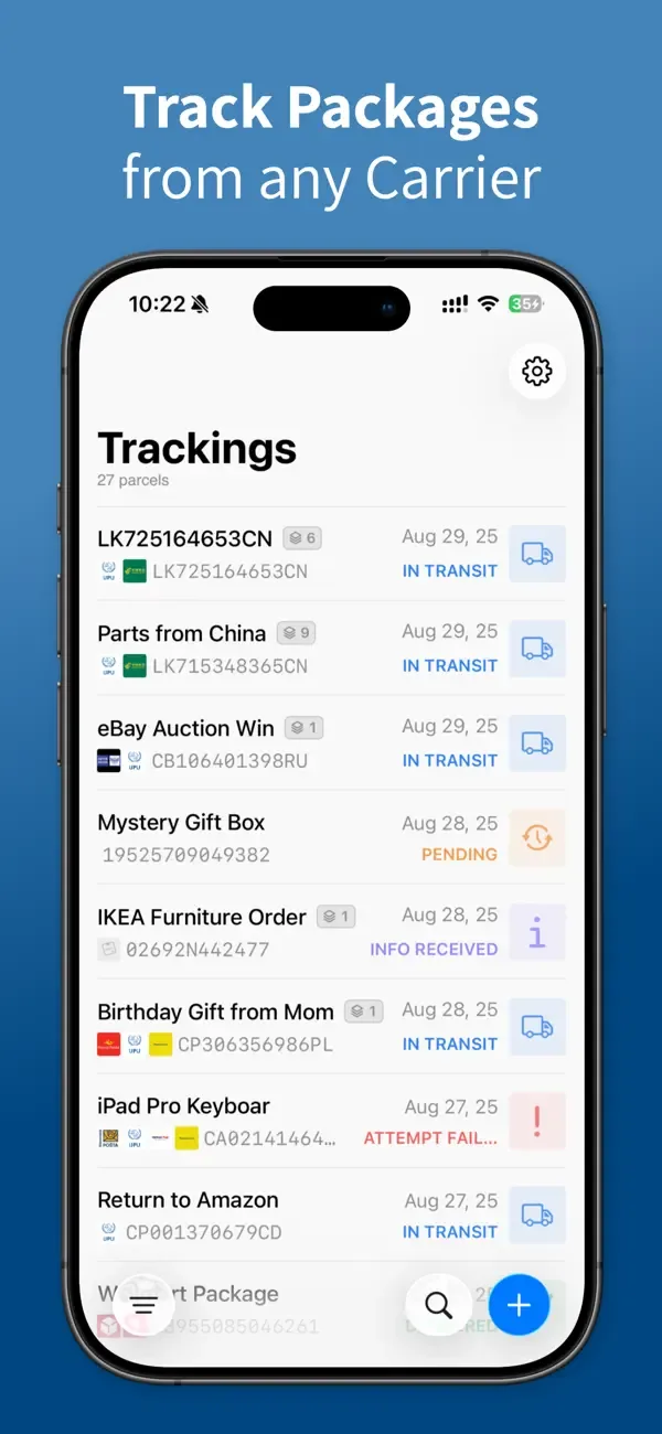FedEx, USPS, UPS, DHL rastreo screenshot 2