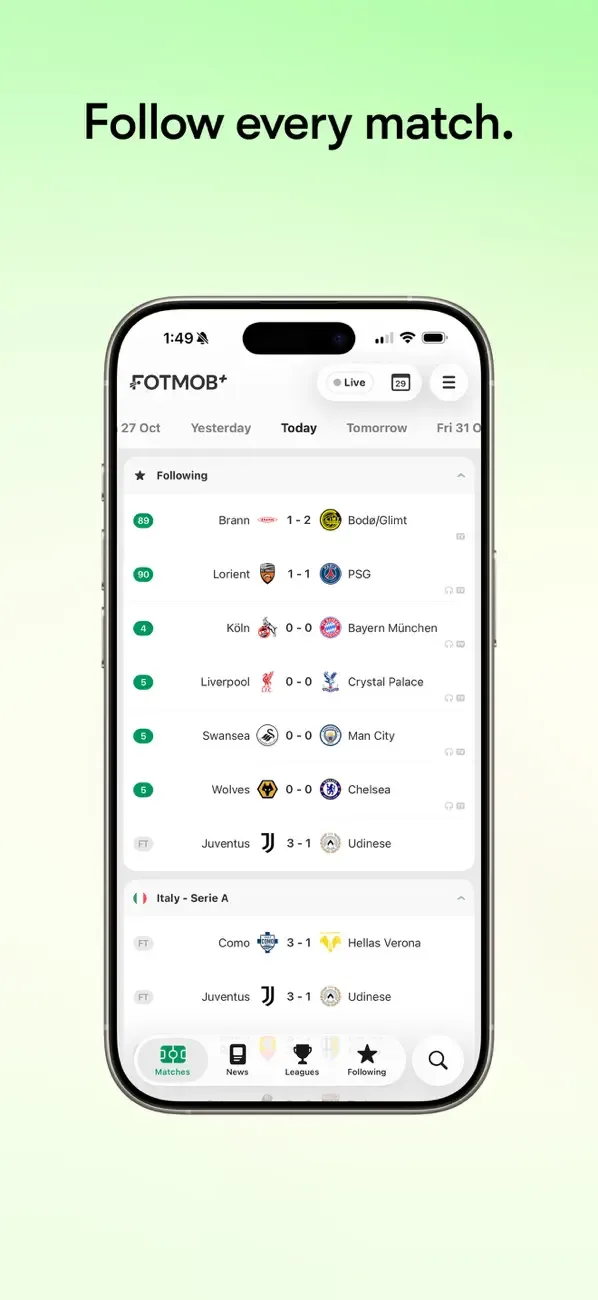 FotMob - Футбольные результаты screenshot 1