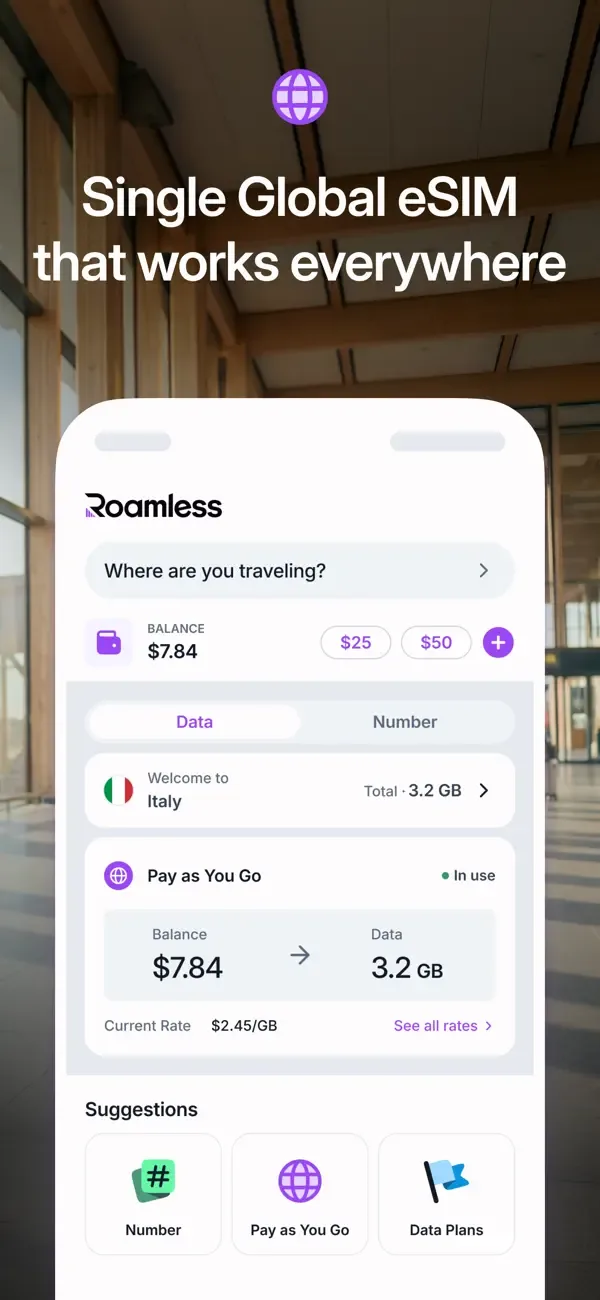 Roamless: eSIM для Путешествий screenshot 2