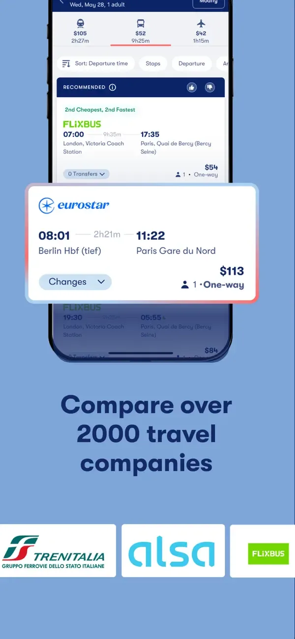 Omio поезд, автобус и самолет screenshot 2