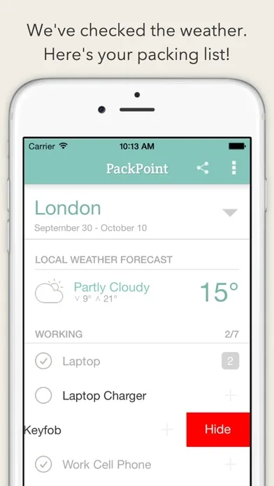PackPoint, embalaje de viaje screenshot 3