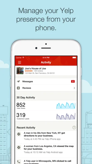 Yelp para empresas screenshot 1