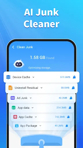Очистка телефона, скан мусора screenshot 1