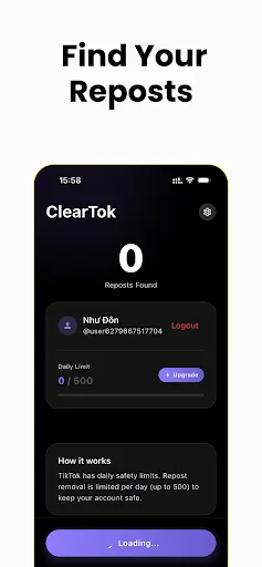 ClearTok: repost remover screenshot 2