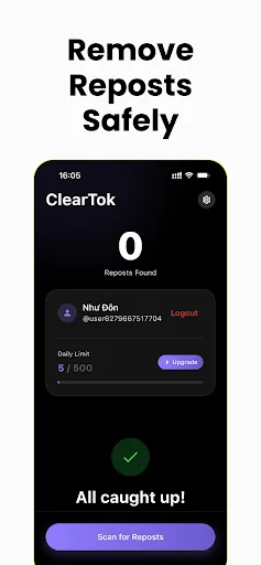 ClearTok: repost remover screenshot 4