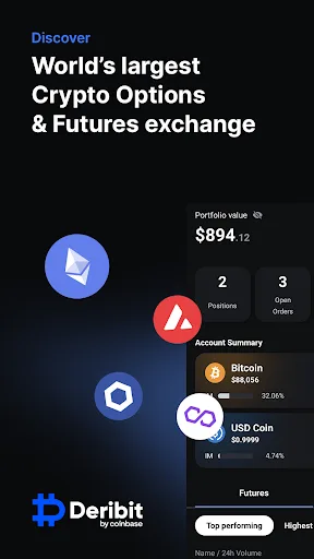 Deribit: BTC Options & Futures screenshot 1