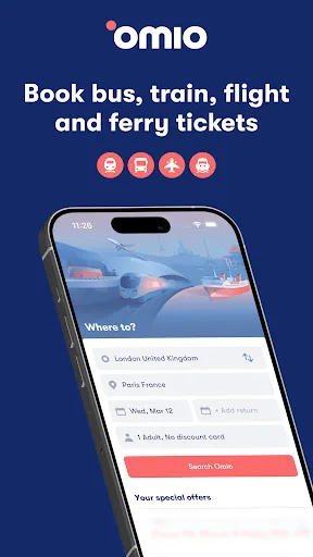Omio: Reserva tren, bus, vuelo screenshot 1