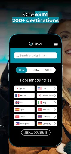 Ubigi: eSIM viaje & datos screenshot 1
