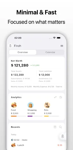 Finch: Seguimiento de Gastos screenshot 1