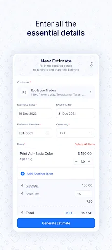Estimate Generator - Zoho screenshot 2