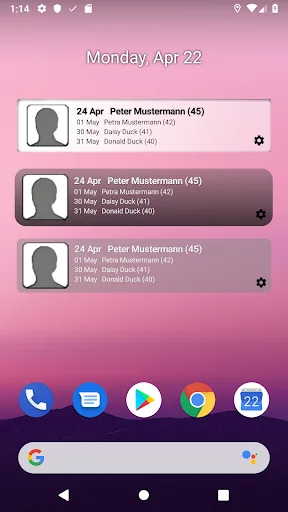 Birthday Info Widget screenshot 1
