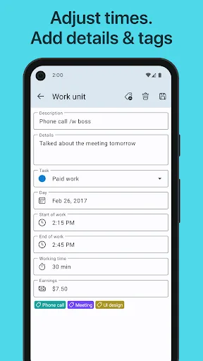 WorkingHours: Horas de trabajo screenshot 5