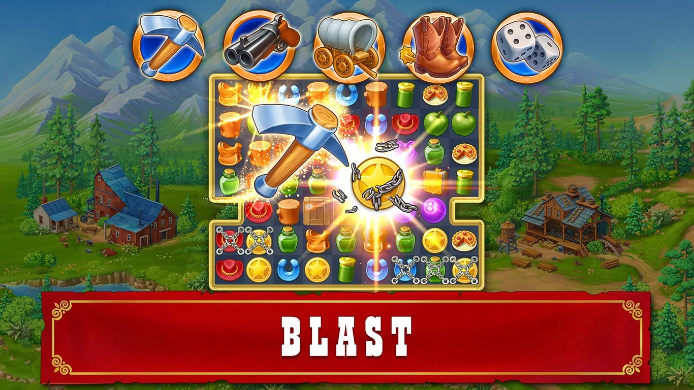 Jewels of the Wild West: juego de combinar gemas screenshot 1