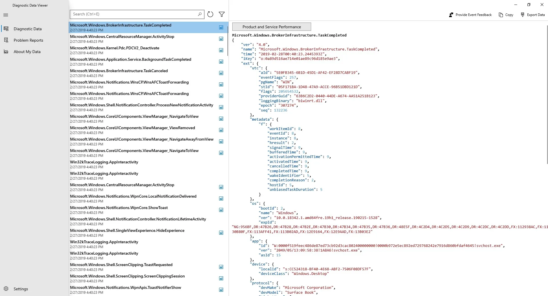 Засіб перегляду діагностичних даних screenshot 1