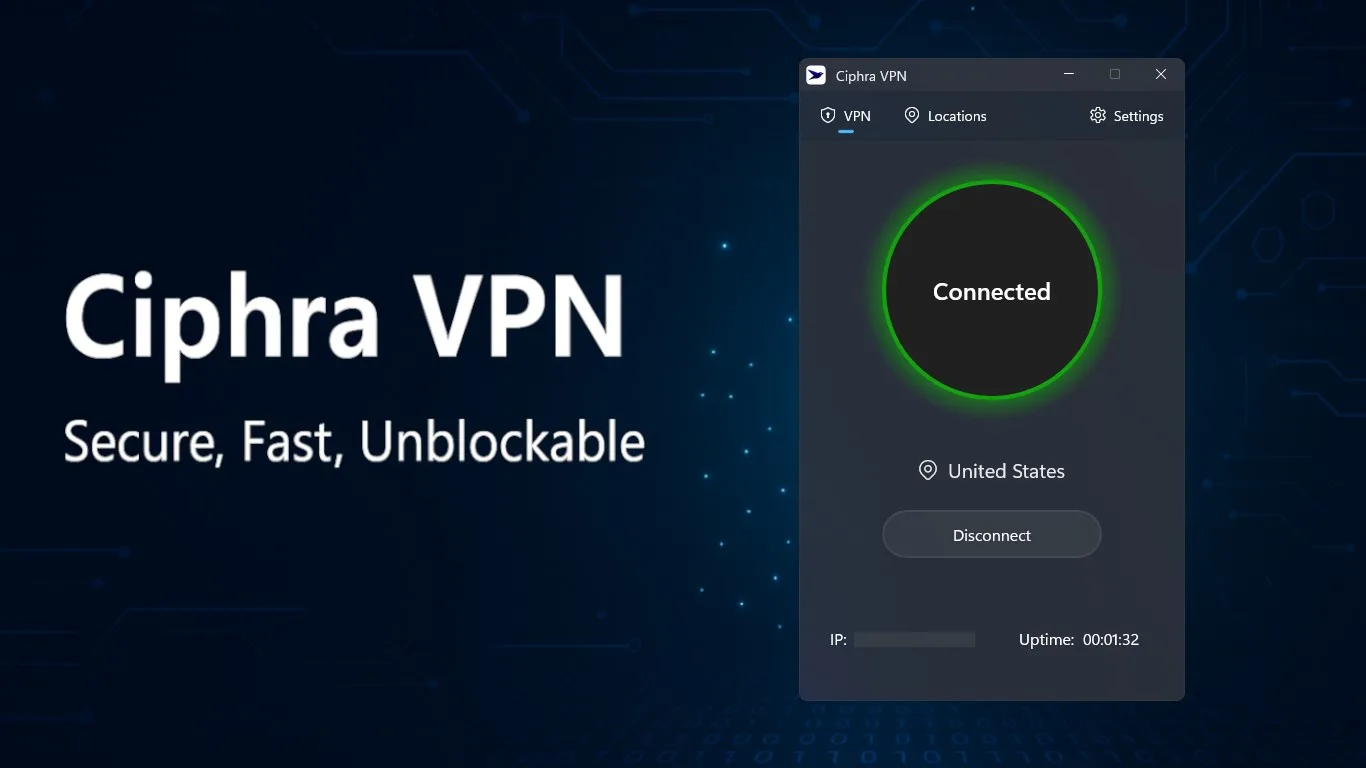 Ciphra VPN - secure, fast, unblockable screenshot 1
