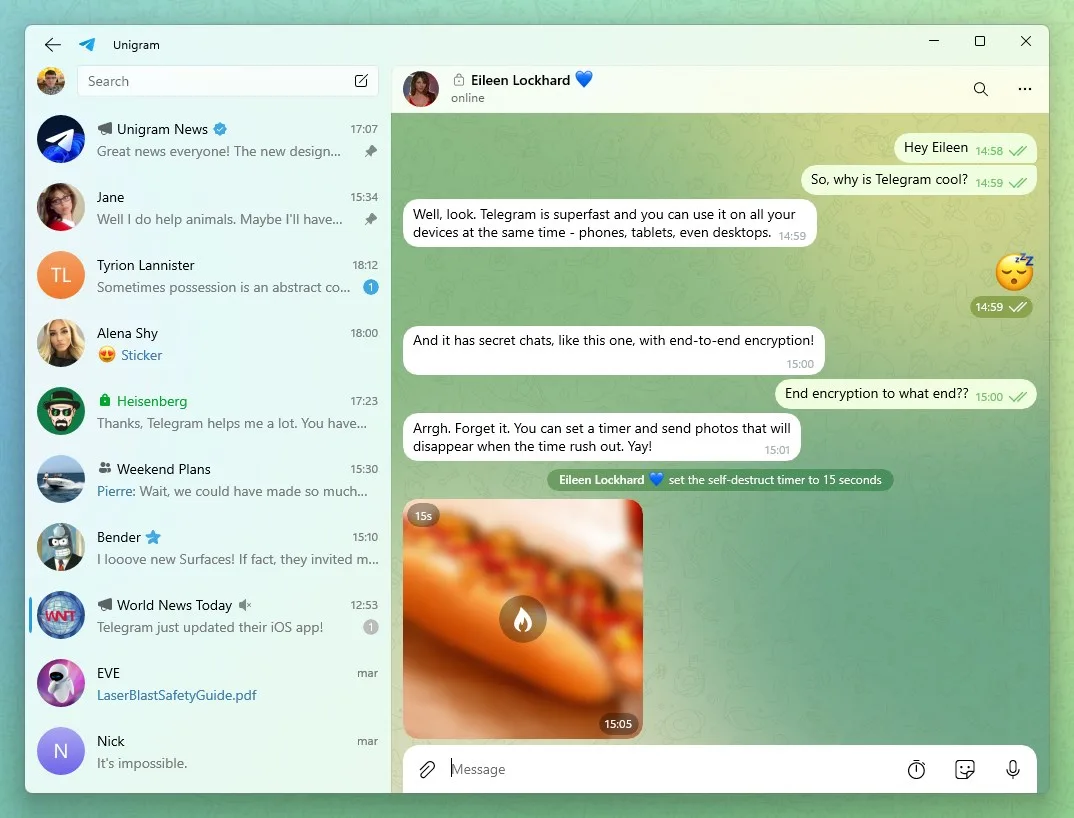 Telegram для Windows (Unigram) screenshot 2