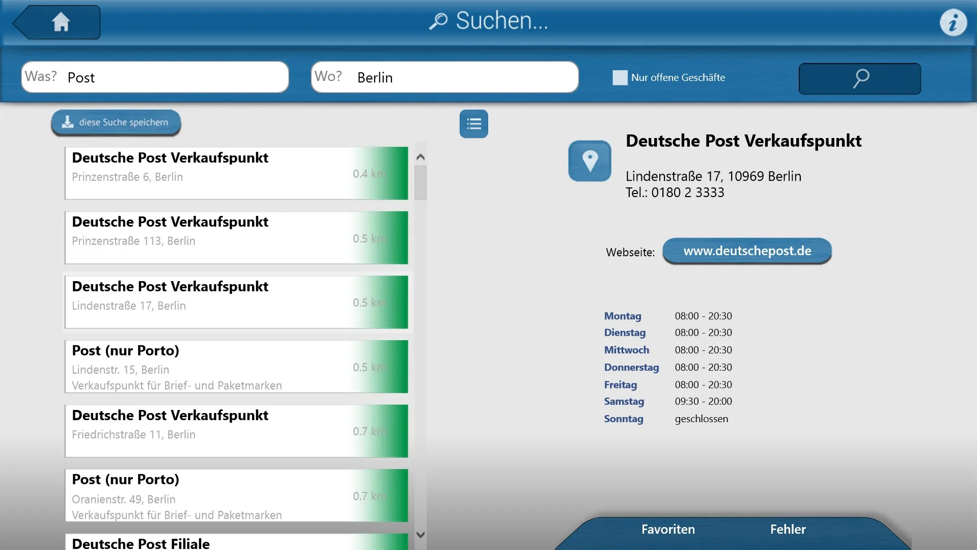 Oeffnungszeiten screenshot 3