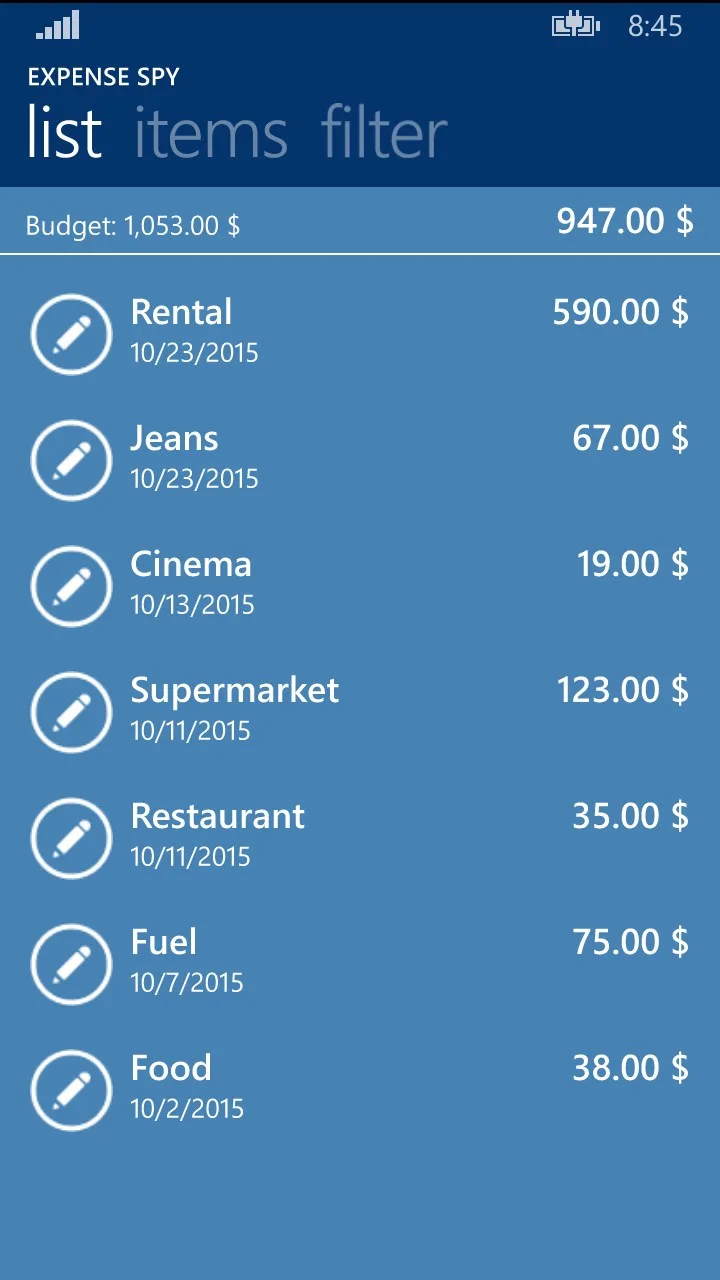 Expense Spy screenshot 2
