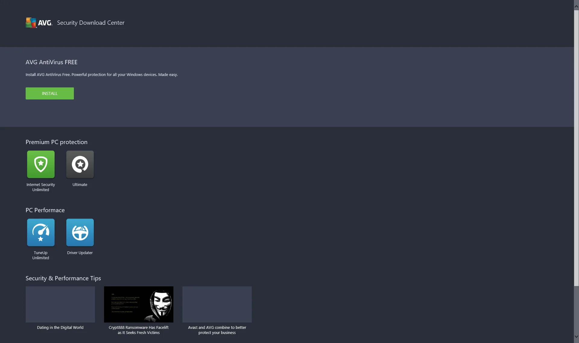 AVG Download Center screenshot 1