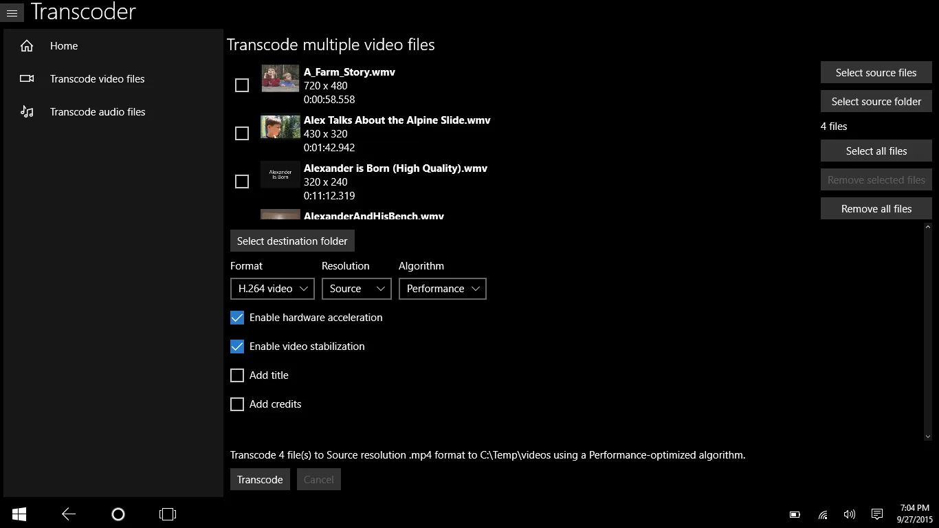 Transcoder screenshot 1