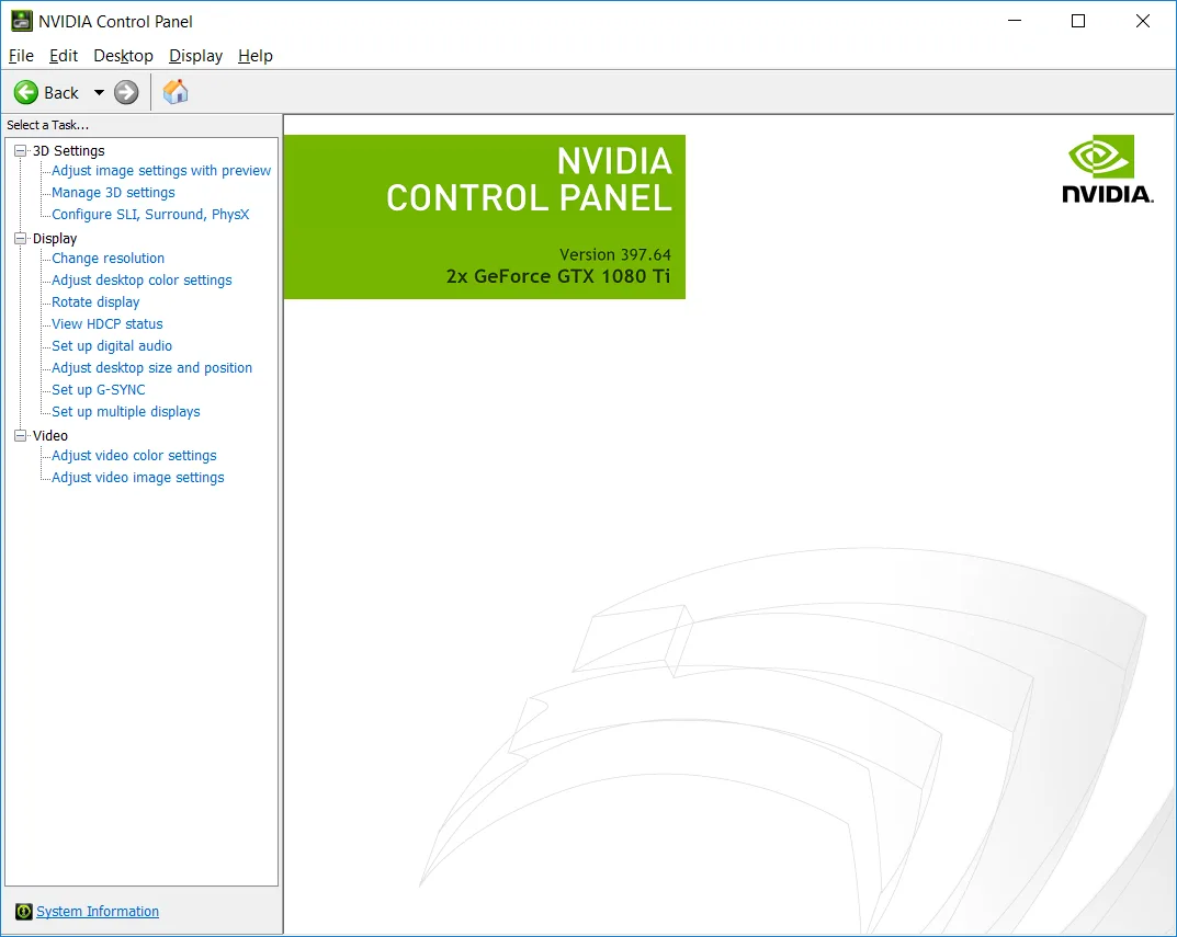 NVIDIA Control Panel screenshot 1