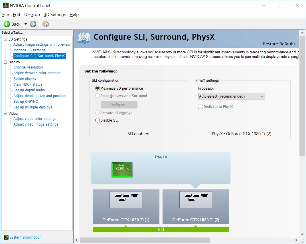 NVIDIA Control Panel screenshot 2