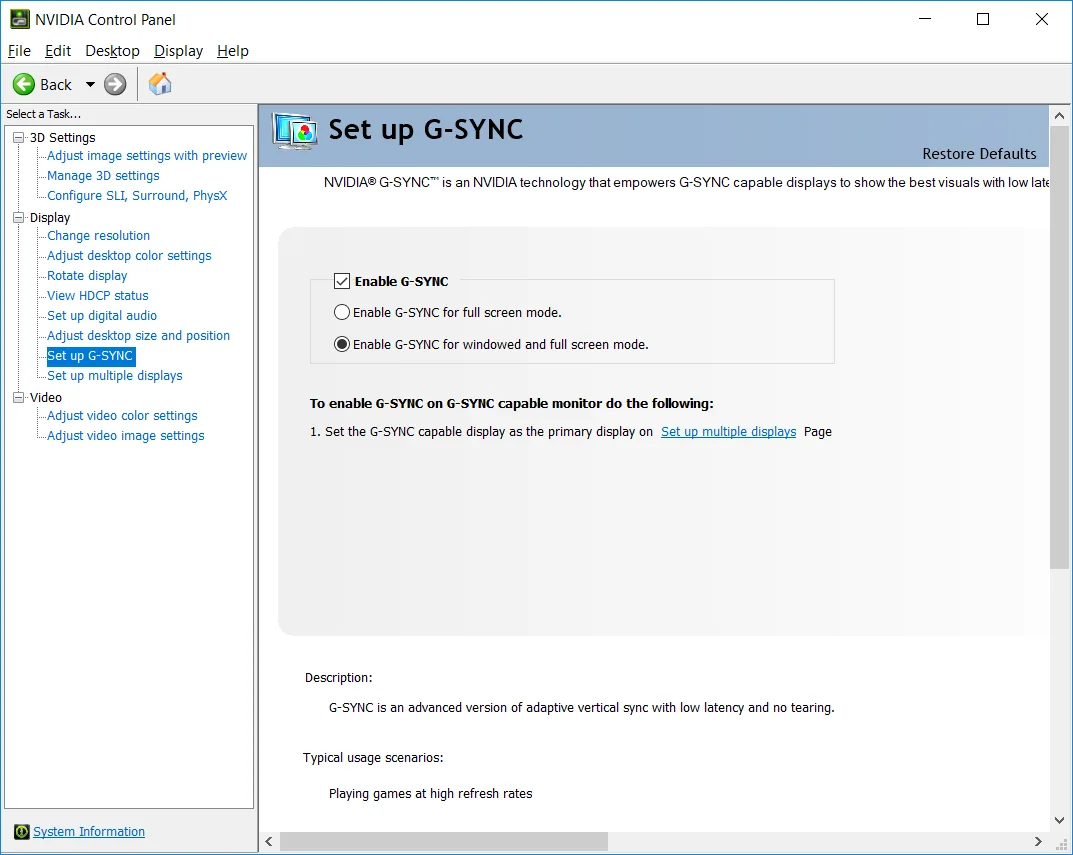 NVIDIA Control Panel screenshot 3