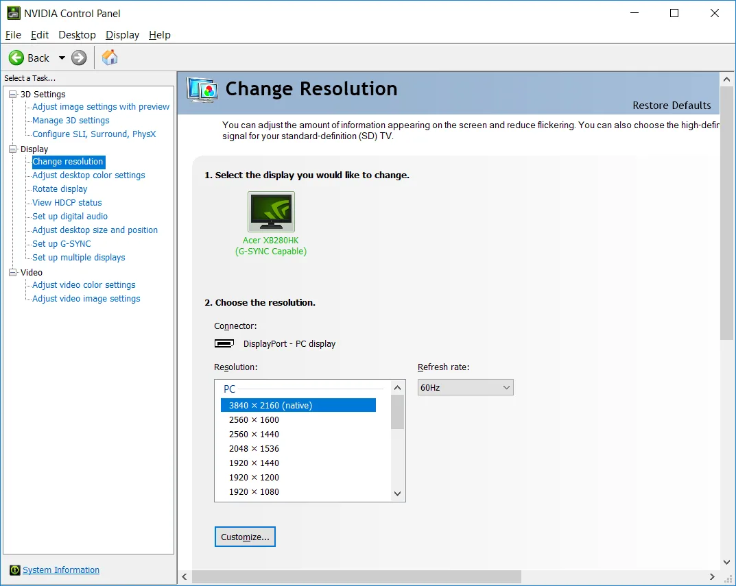 NVIDIA Control Panel screenshot 4