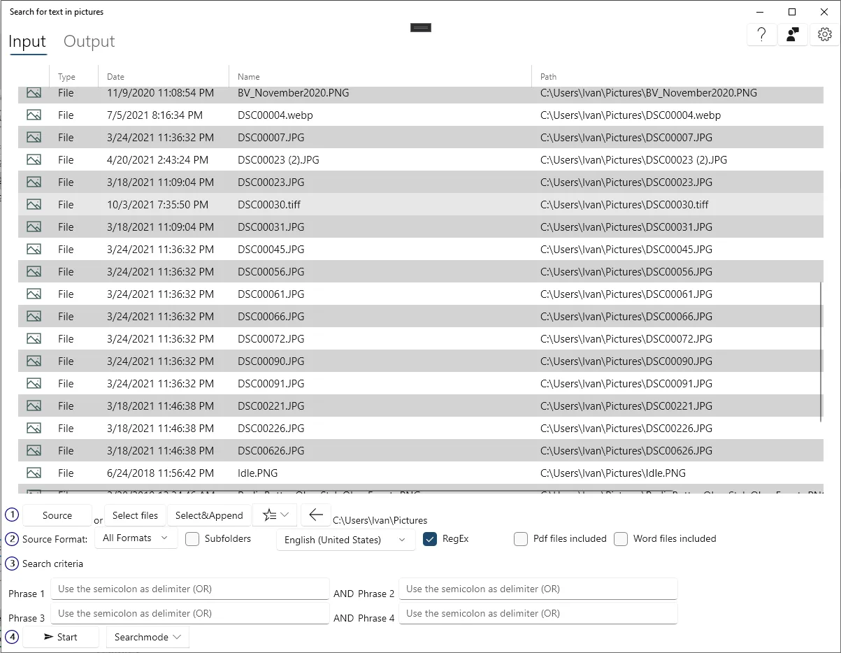 Поиск текста в изображениях screenshot 1