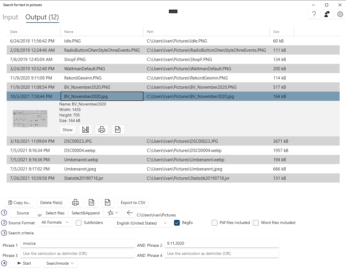 Поиск текста в изображениях screenshot 2