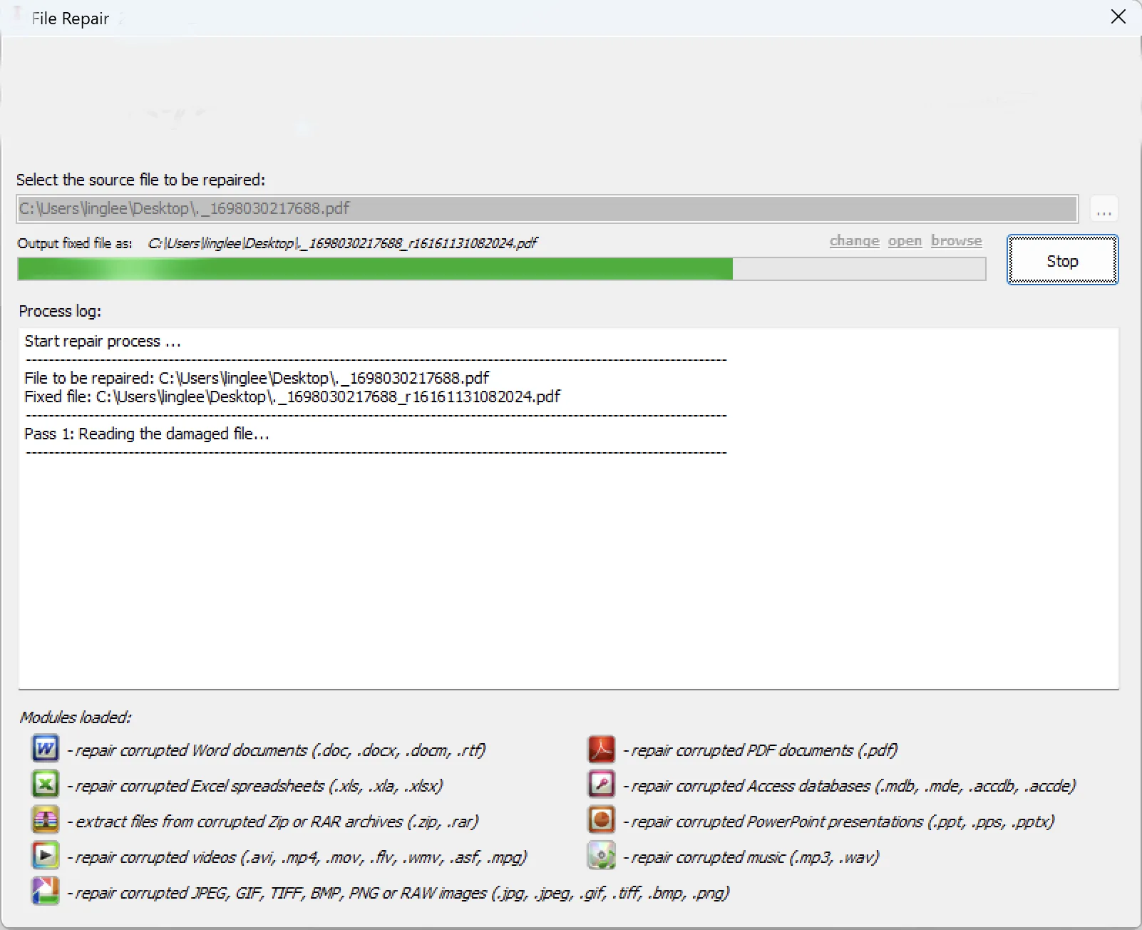 Ремонт файлів for Win screenshot 1