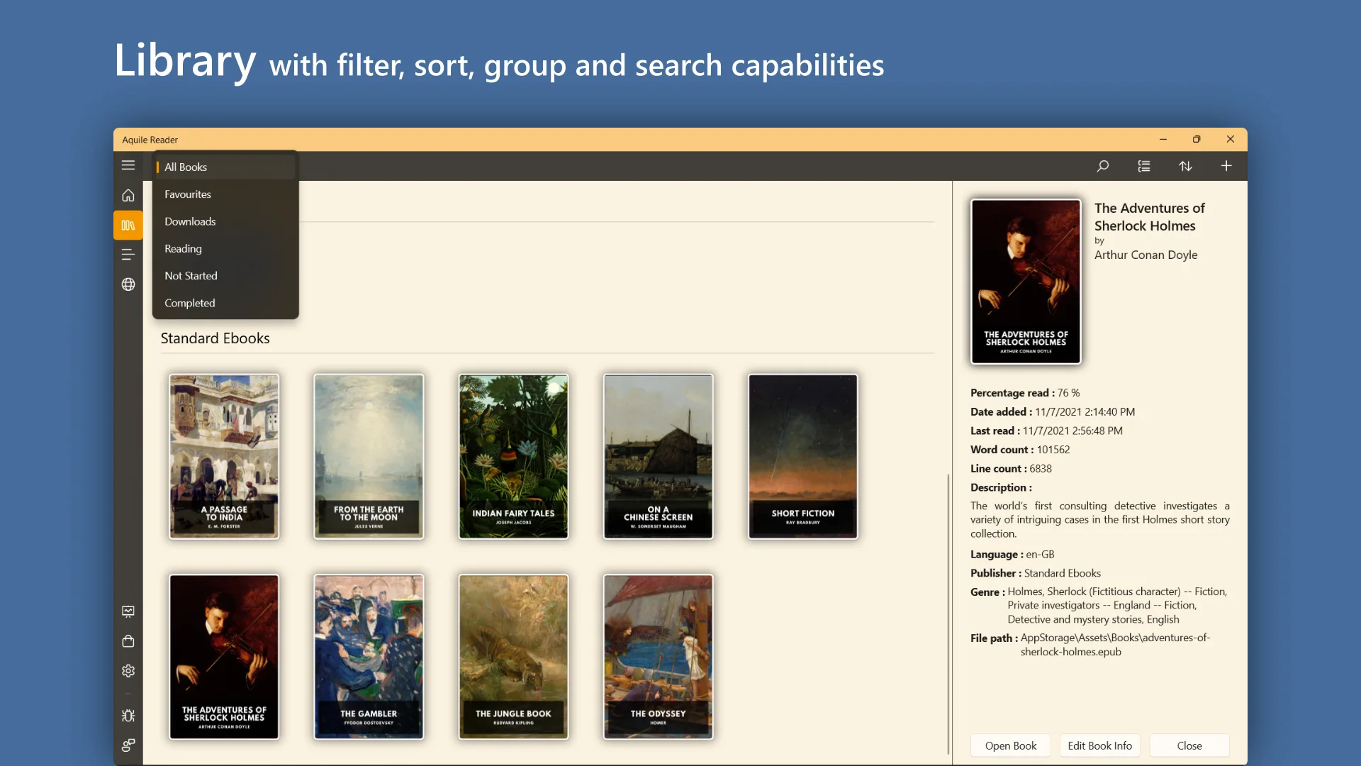 Aquile Reader - Epub Pdf - Modern ebook reader screenshot 2