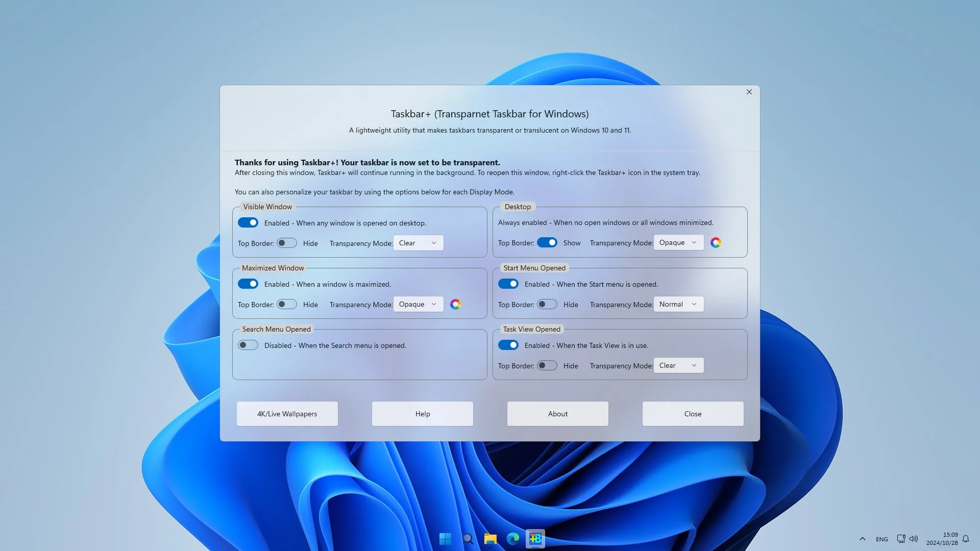 Taskbar+ screenshot 1