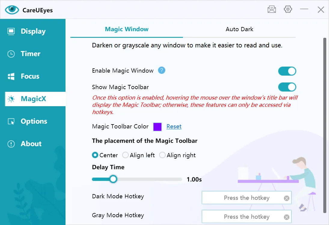 CareUEyes - Blue light filter, Brightness control,Screen dimmer screenshot 3