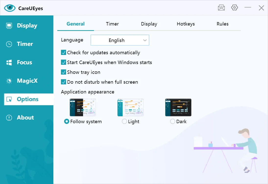 CareUEyes - Blue light filter, Brightness control,Screen dimmer screenshot 4