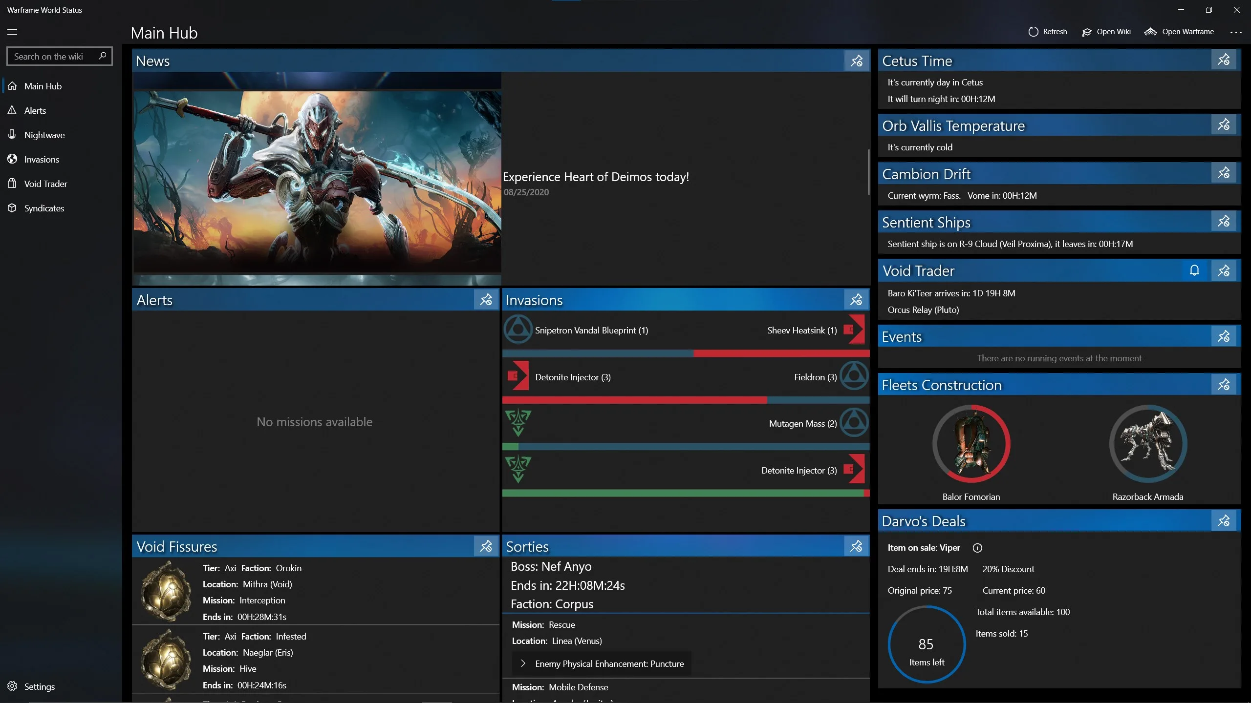 Warframe World Status screenshot 1