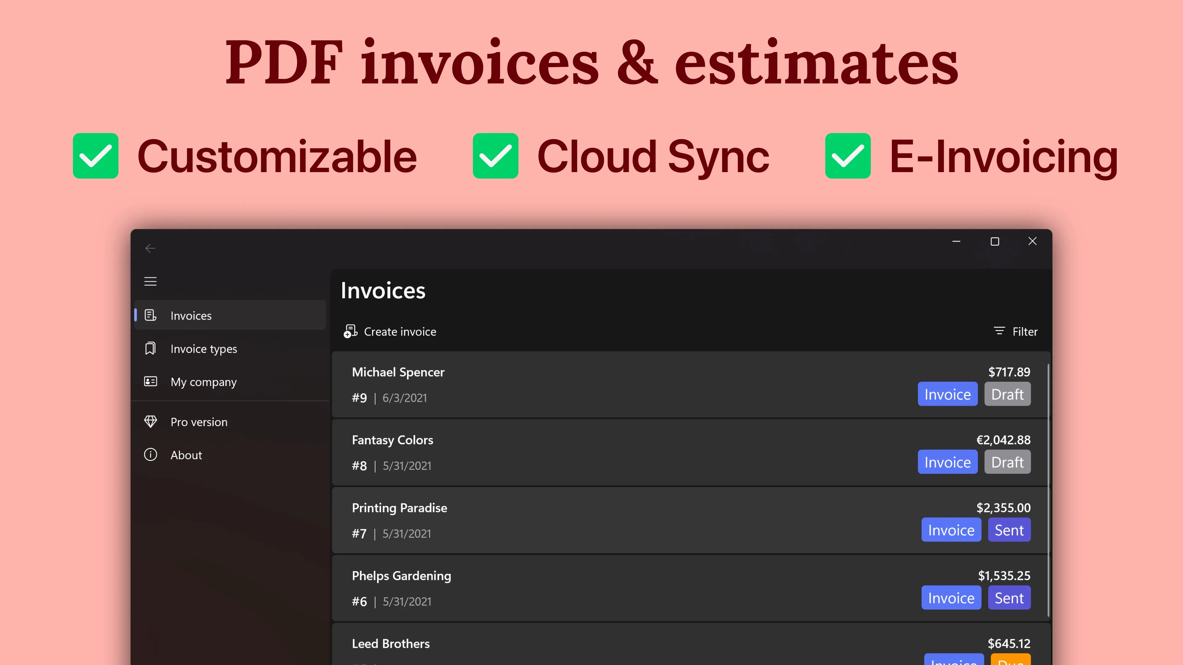 SubTotal Invoice: Facturas screenshot 1