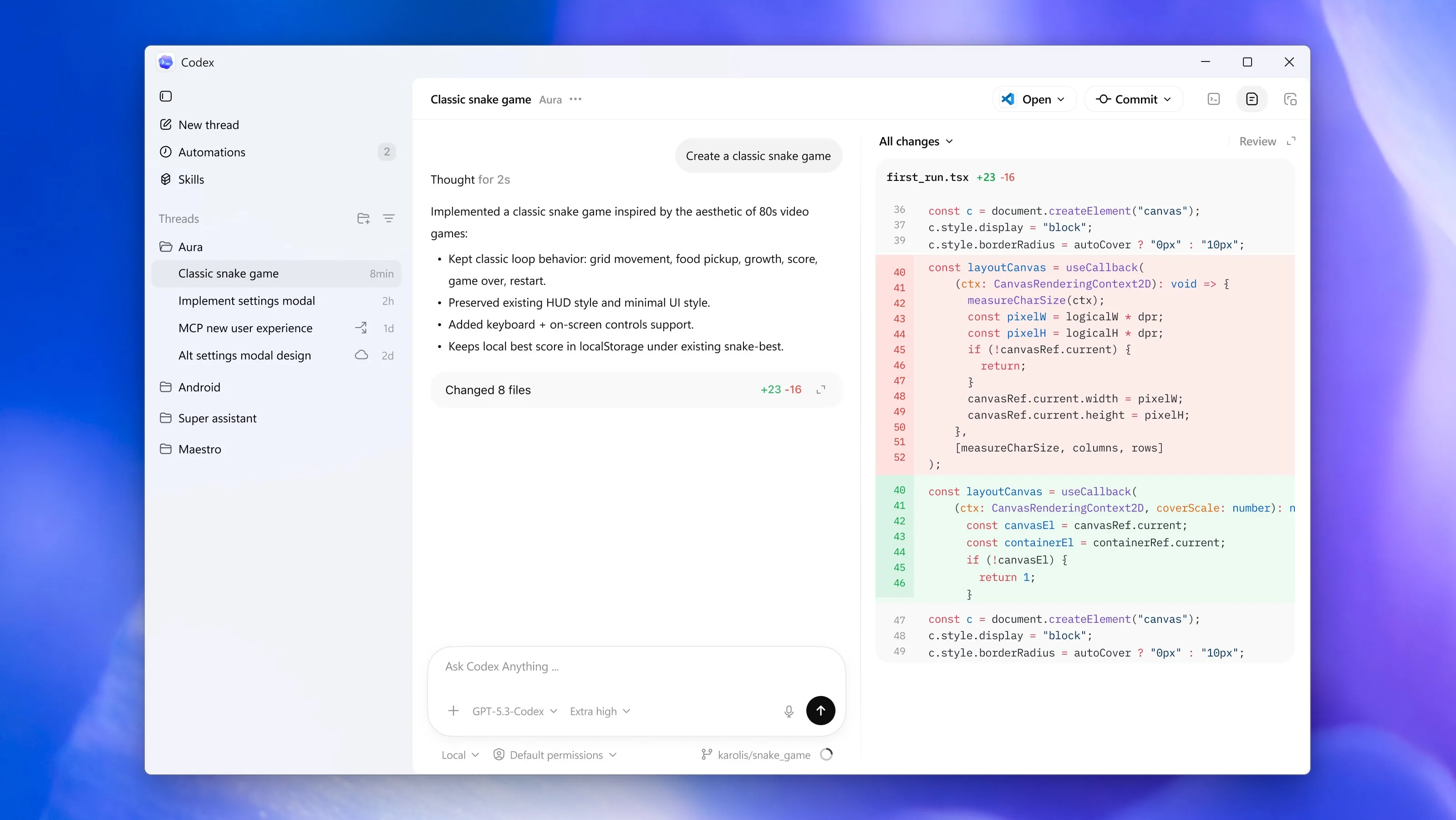 Codex screenshot 2