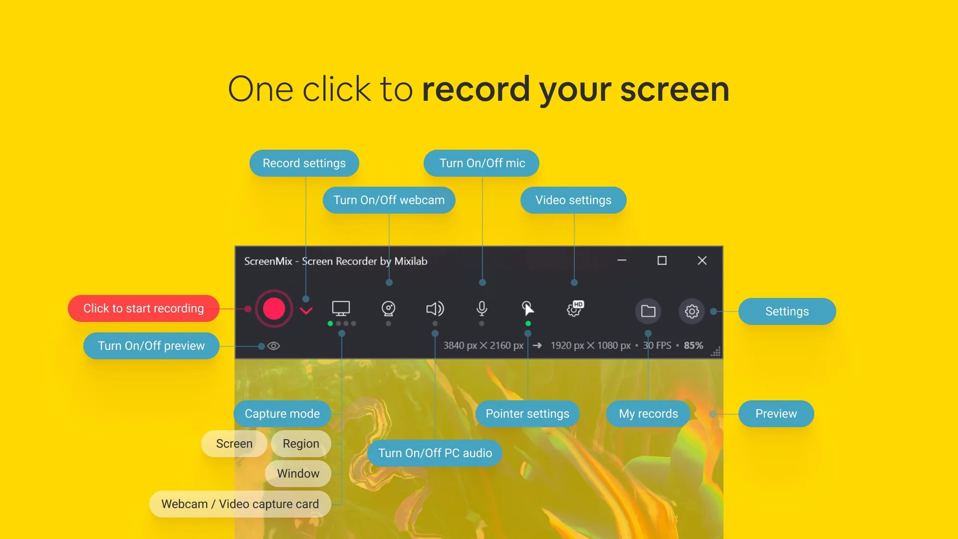 ScreenMix - Запись экрана и веб-камеры screenshot 1