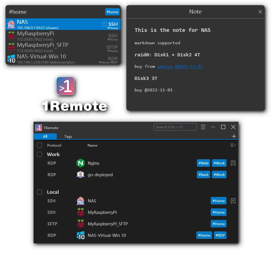 1Remote - mstsc remote desktop screenshot 1