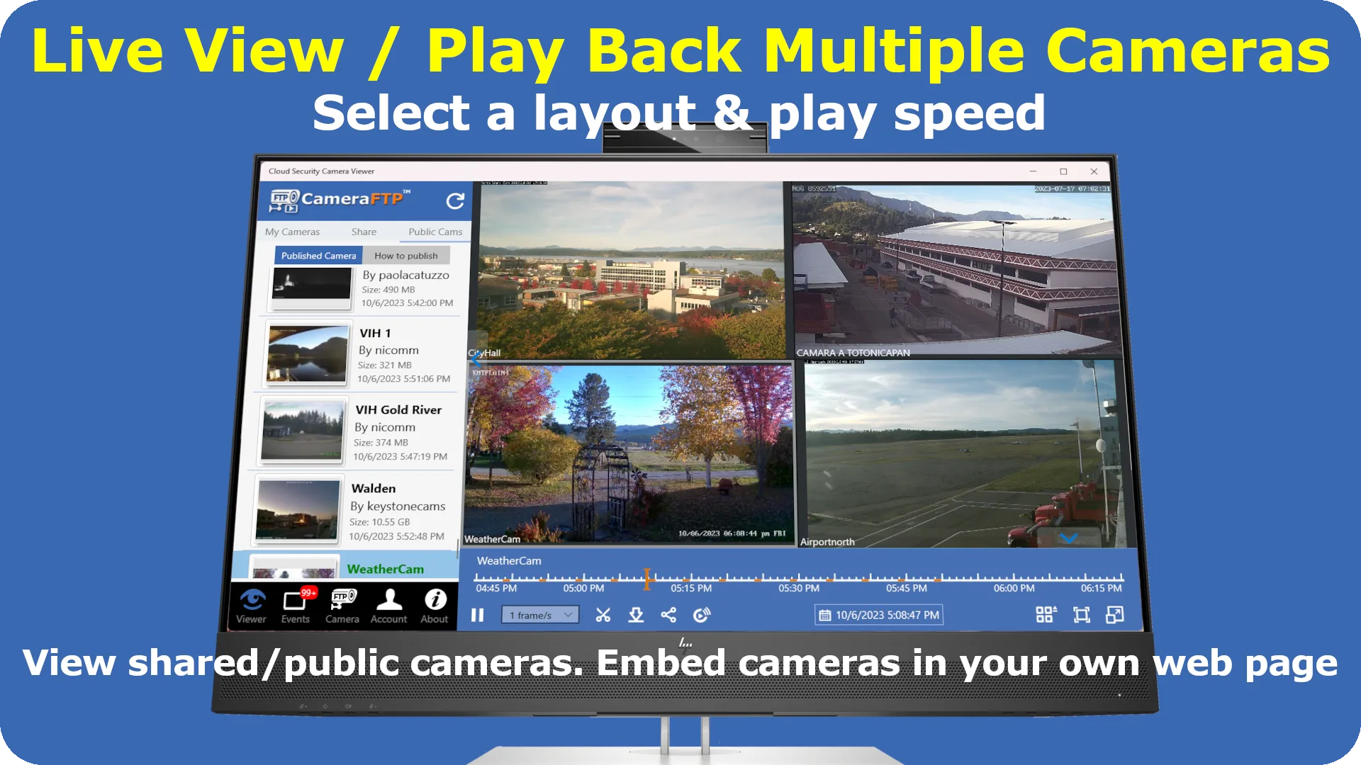 CameraFTP Visor de cámaras de seguridad IP: visualización y reproducción en vivo screenshot 2