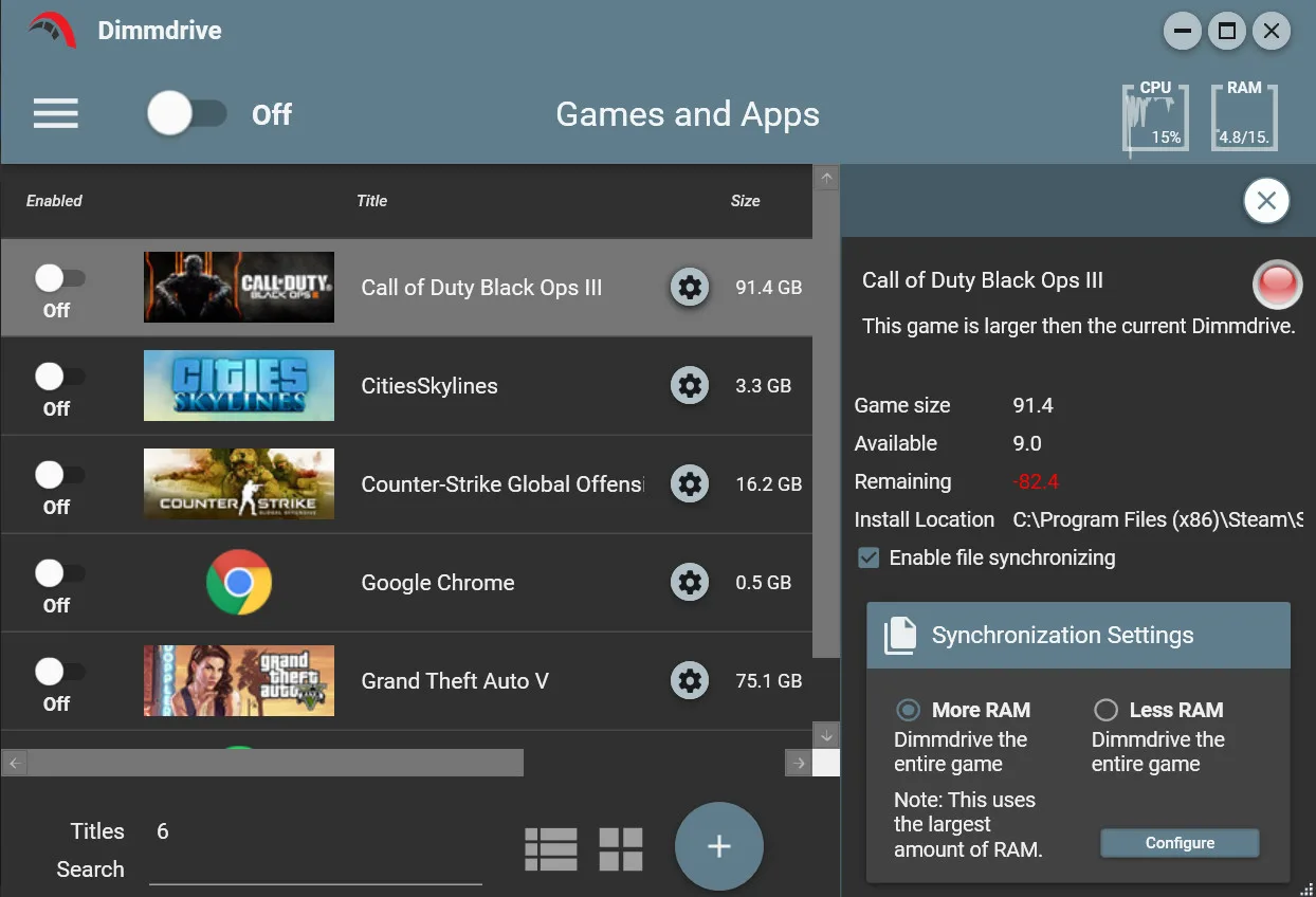 Dimmdrive :: Gaming Ramdrive @ 10,000+ MB/s screenshot 2